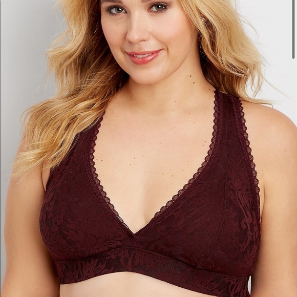 Maurice’s Strappy Back Plunge Bralette Wine Color